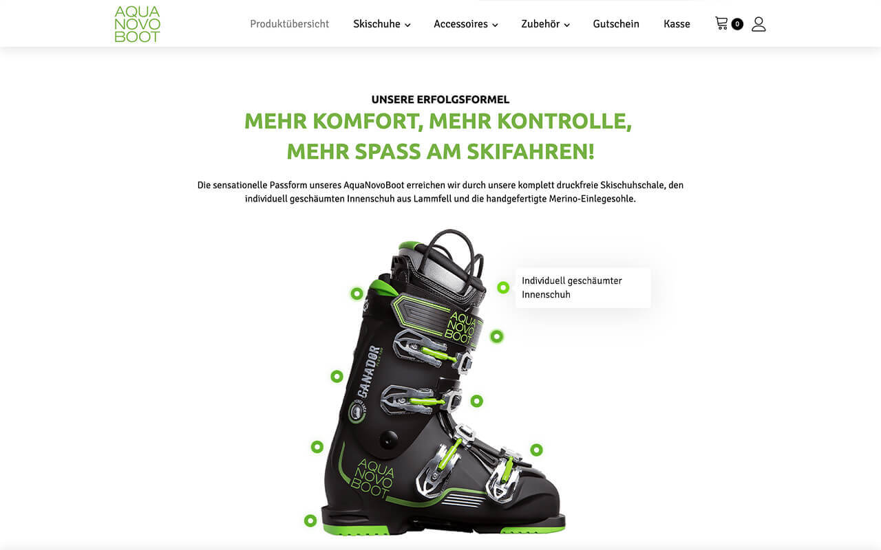 woocommerce onlineshop aquanovoboot detailansicht skischuh