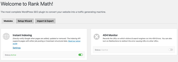 instant indexing by rankmath wordpress seo plugin