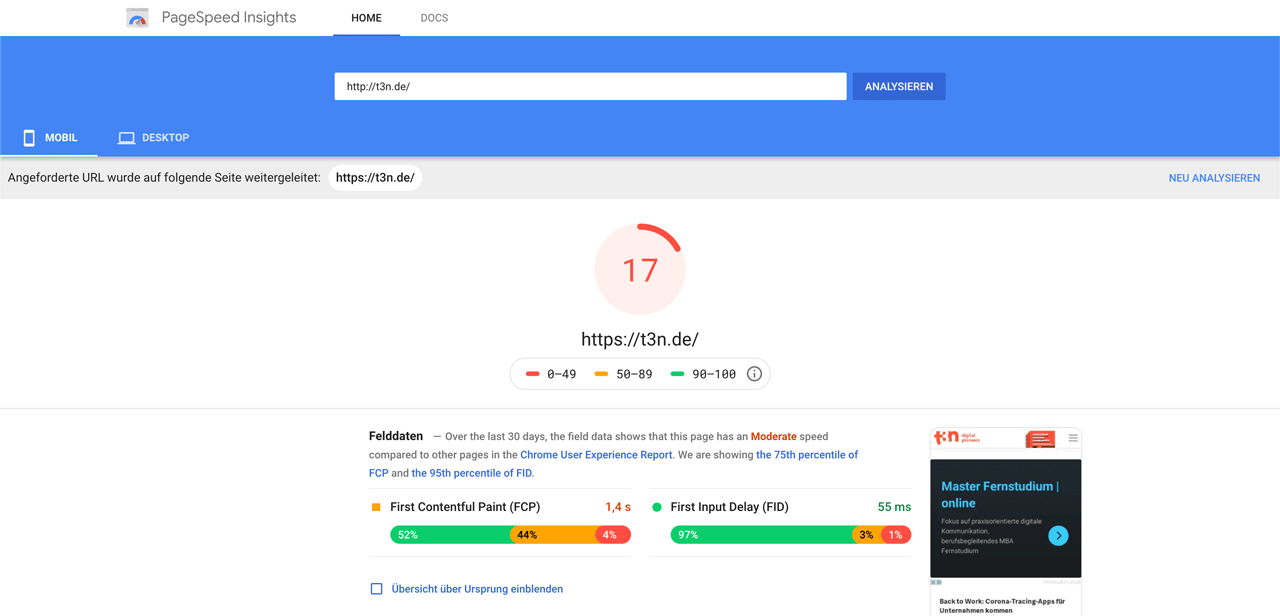 google page speed insights