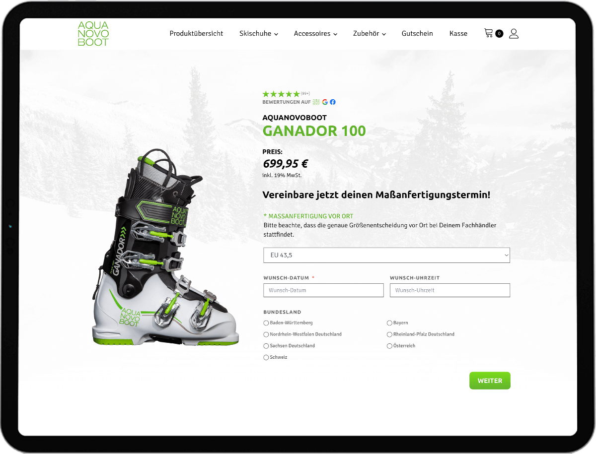 webdesign woocommerce referenz aquanovoboot xperients digitalagentur