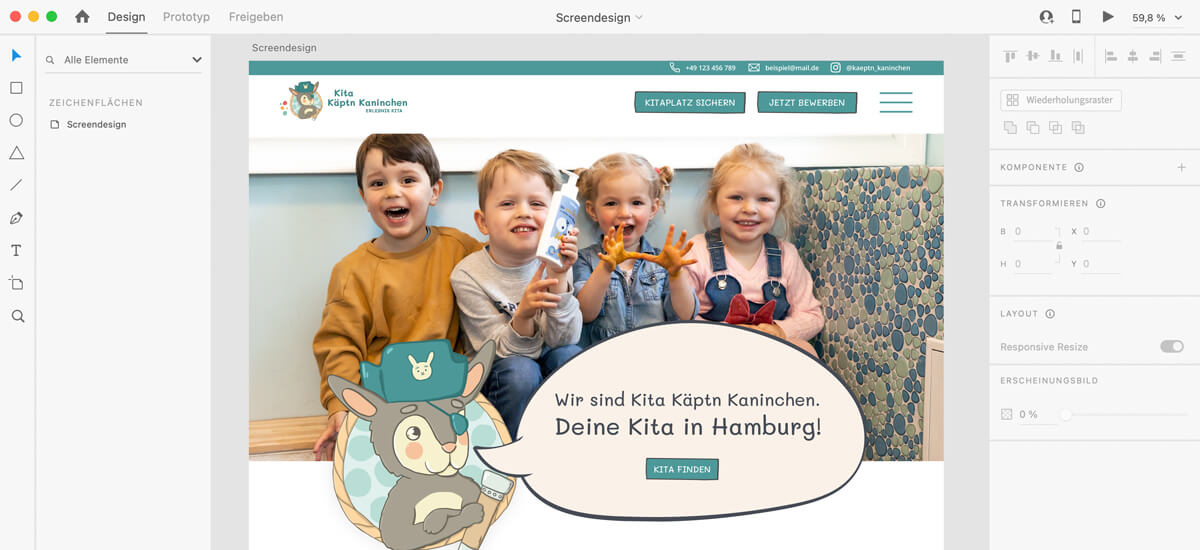 kaeptn kaninchen referenz ansatz individuelles design xperients digitalagentur