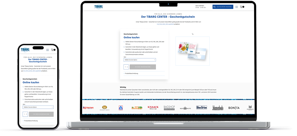 tibarg center referenz ansatz gutschein shop xperients