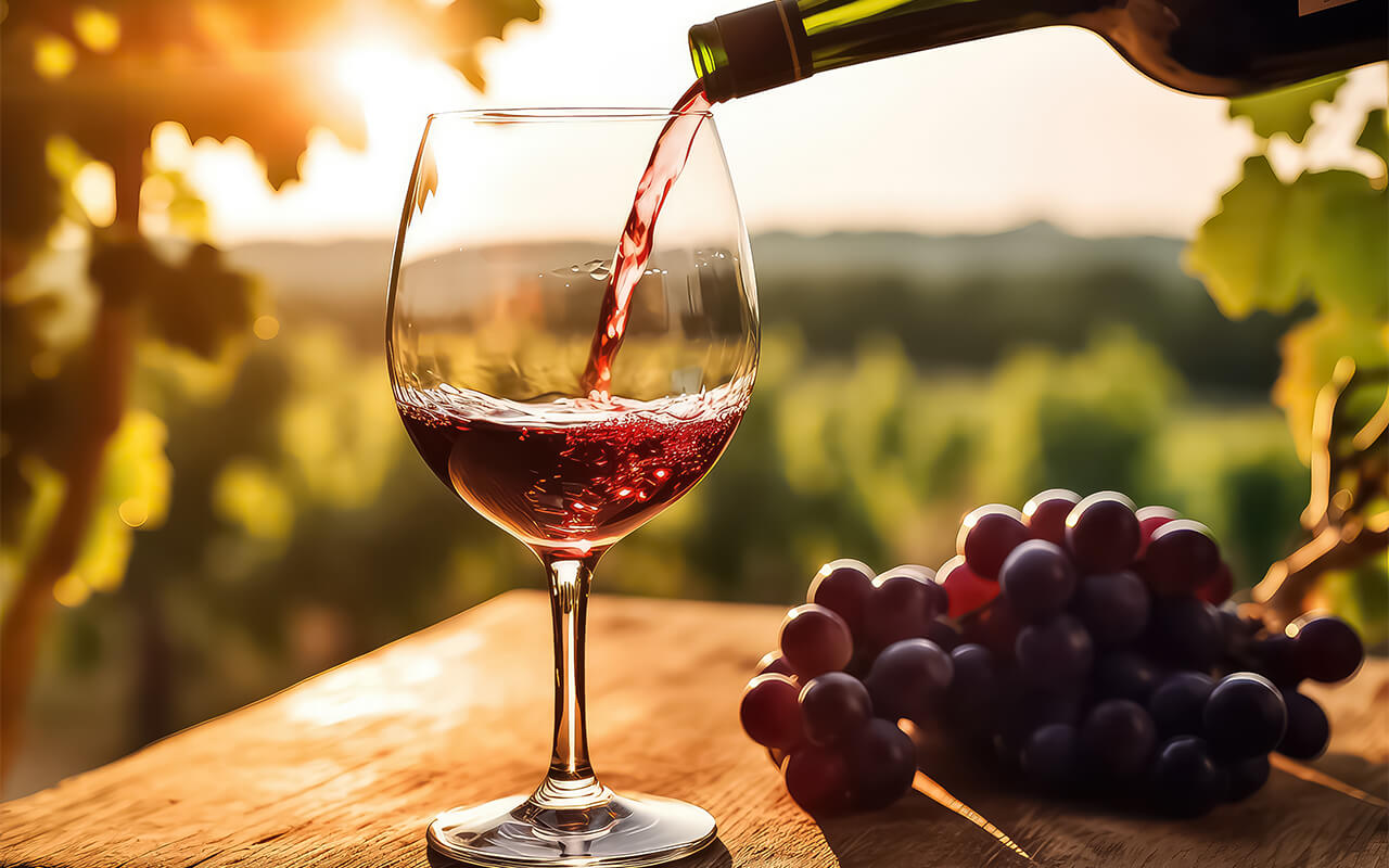 xperients kundenstimme mistral weinhandel weinglas auf tisch weinreben