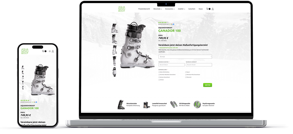 aquanovoboot referenz ansatz skischuh uebersicht
