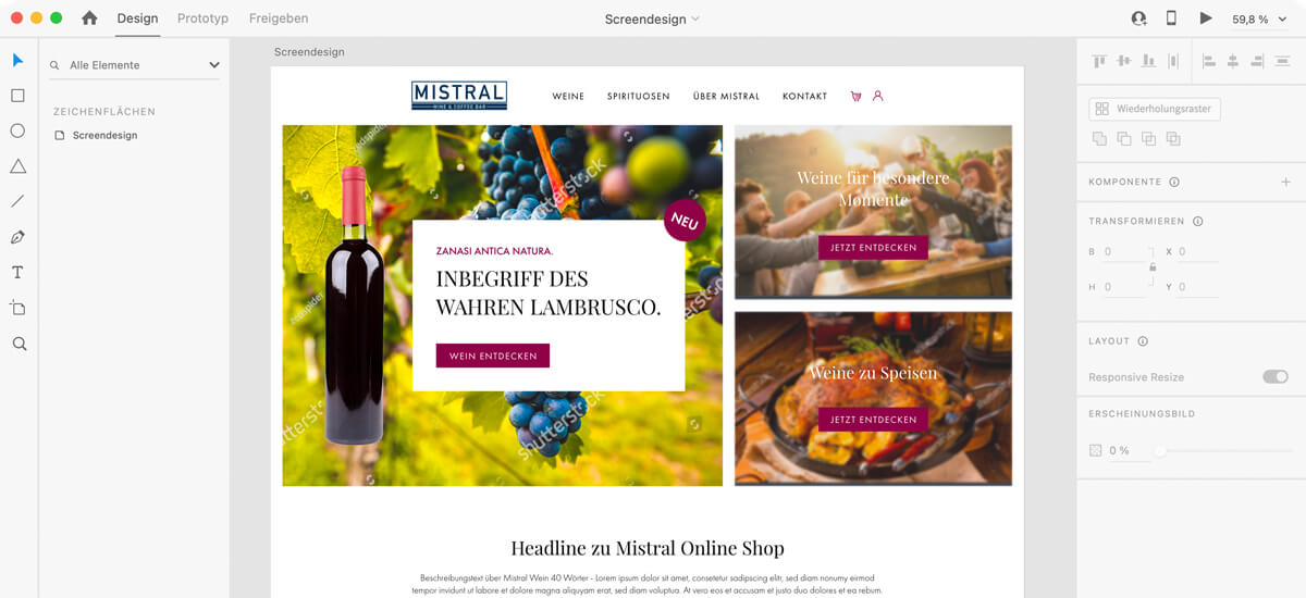 mistral weinhandel referenz ansatz design nach mass