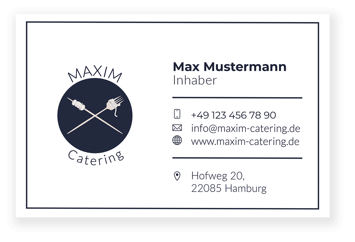 maxim catering referenz visitenkarte rueckseite xperients