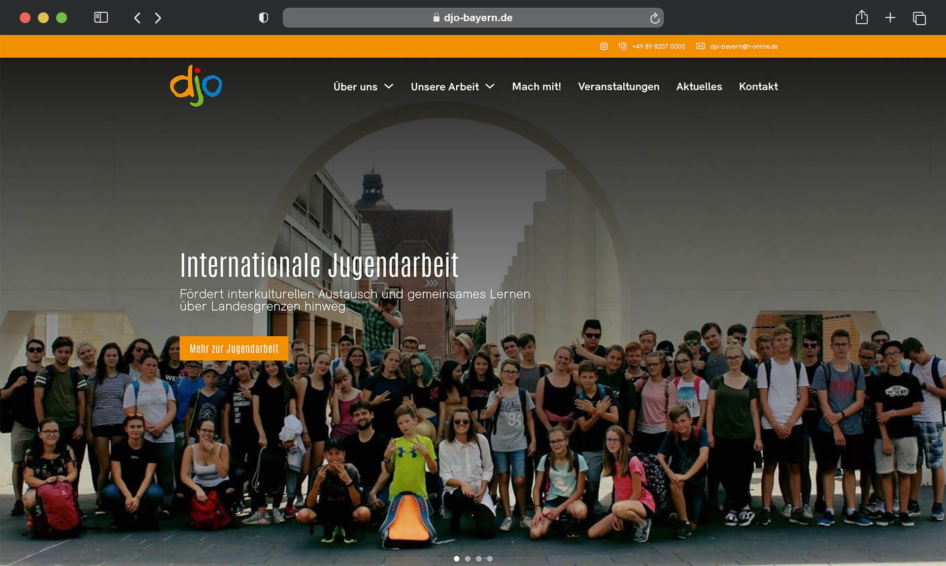 browser mockup zeigt djo startseite nach dem relaunch
