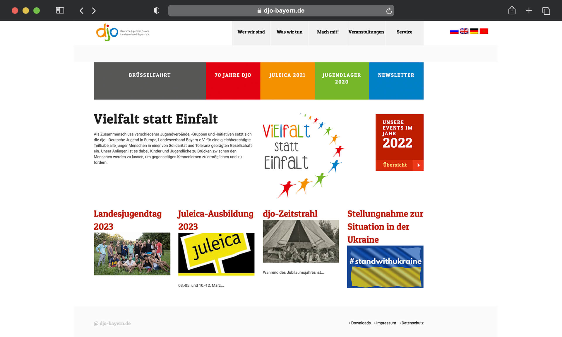 browser mockup zeigt djo startseite vor dem relaunch