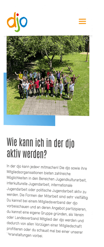 handy mockup zeigt djo seite mitglied werden