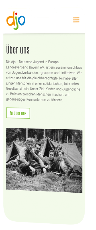handy mockup zeigt djo ueber uns seite