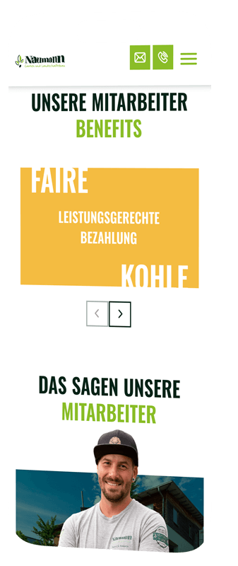 handy mockup zeigt karriere seite von naumann