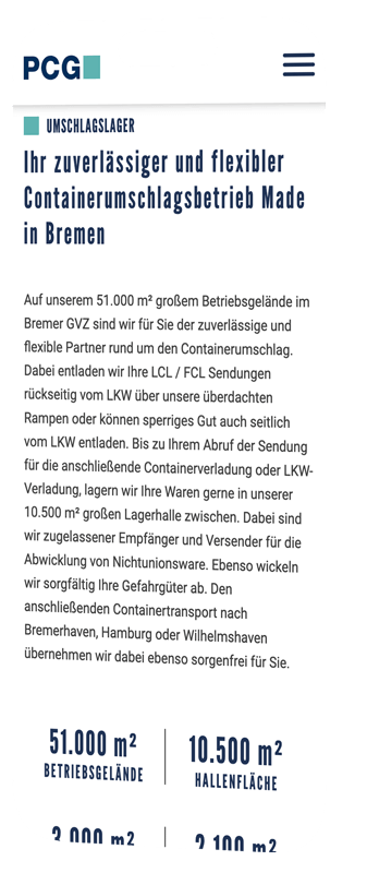 handy mockup zeigt die einleitung auf der pcg startseite
