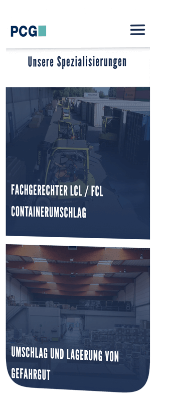 handy mockup zeigt die spezialisierungen von pcg