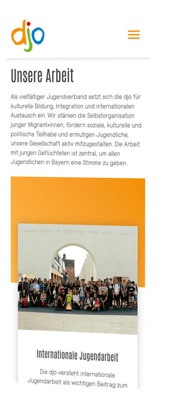 handy mockup zeigt einen projekte bereich der djo startseite