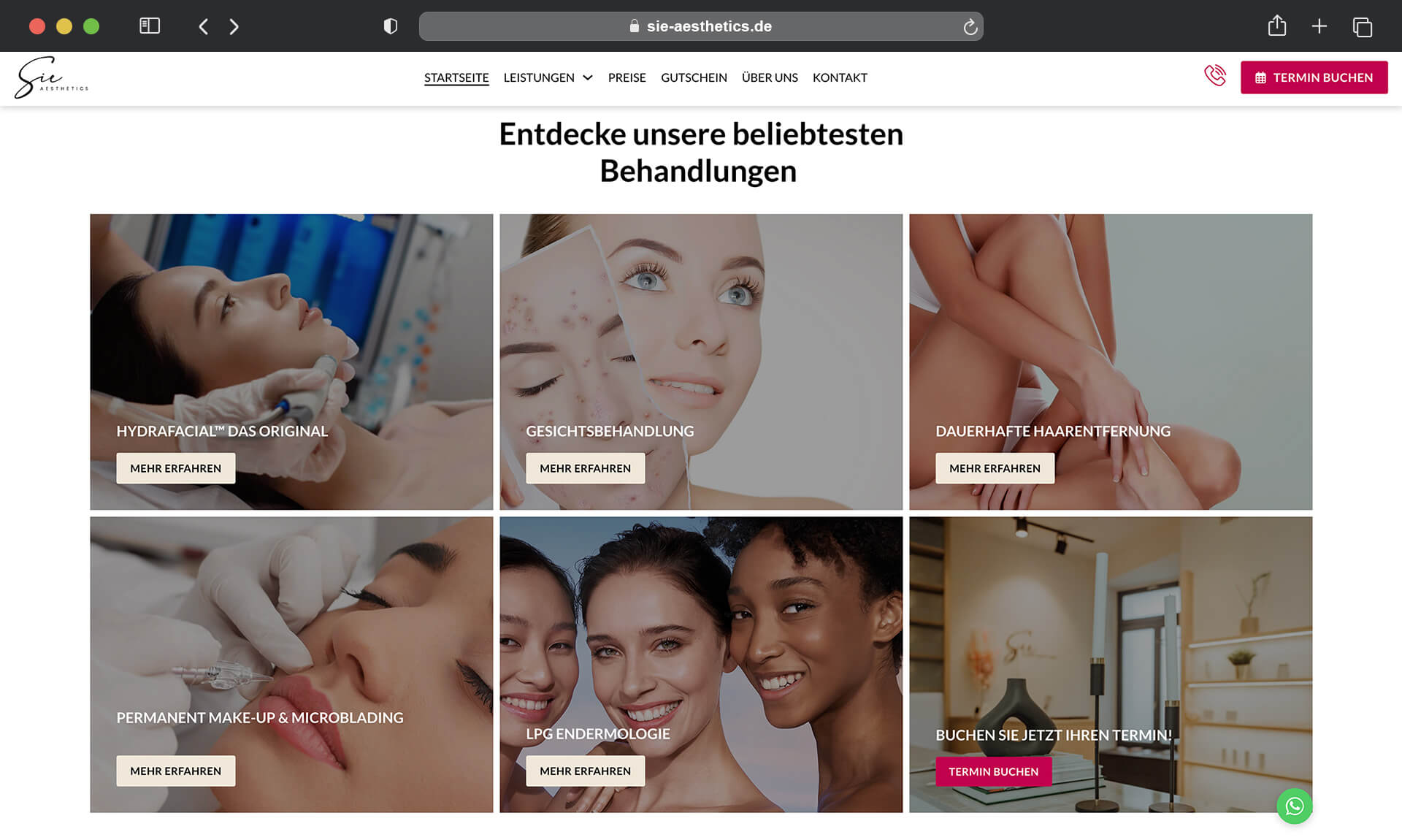 browser mockup zeigt sie aesthetics website nach dem relaunch