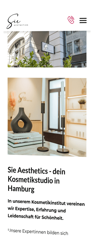 handy mockup zeigt ueber uns bereich von sie aestethics