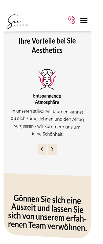 handy mockup zeigt vorteile bereich von sie aestethics