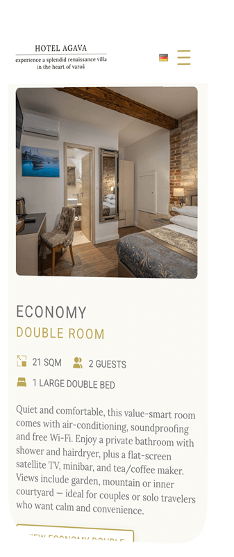 handy mockup zeigt raumuebersicht von hotel agava split
